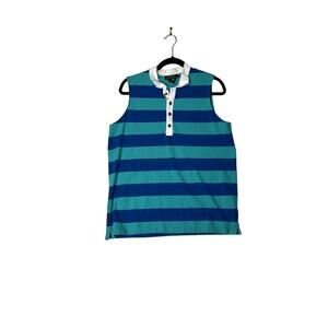 Ralph Lauren size 1X top sleeveless blue stripe golf casual travel sophisticated